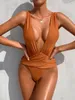 Женские купальники Deep v Swimsuit One Piece Женский дизайнерский купальный костюм с высоким разрешением монокини погружение в Sexy 2023 Dropship