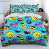 TV Sesame Street Cute Cartoon Comporter Bedding Set Däcke Cover Bed Set Quilt Cover Case King Queen Size Bedding Set Kids L230704