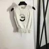 Kadın T-shirt 2023 Kadın Yaz Örgü Tee Tasarımcı Kristal Boncuklar ile Üstler Mektup Desen Mahsul Viscose T Shirt Giyim Yüksek Uç Esneklik Kazanma Kurtisole Asbd