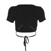 T-shirt da donna Summer Cool T-shirt manica corta con scollo a V profondo Design Girl Street Abiti sottili Crop Top Y2k Camicia per donna