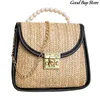 Beach Bags Women's Straw Bag Portable Rafia Handbag 2023 Holiday Beach Bag Women's Pearl Cross Body Bag Wedding Handbagstylishdesignerbags