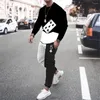 Męskie dresy dresy dreski 3D drukowane poker design o-drock z długim rękawem spodnie spusty garnitur Suitual Loose Joggers 2-częściowy zestaw