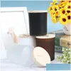 Candle Holders Frosted Holder Glass Jar Cup Empty Container Aromatherapy With Wood Lid Drop Delivery Home Garden Otjy8