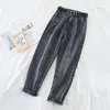 Jeans femme printemps pantalon taille haute automne Vintage coréen décontracté jambe large élégant E Girl Y2k noir Cargo Cyber