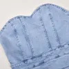 Vestidos casuais femininos sensuais minivestido sem alças com zíper jeans jeans sem mangas festa noite clubwear para vestidos