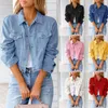 Blazers Women Denim Jacket Short Slim Korean Single Breasted Long Sleeve Coat Jean Cardigan Slim Solid Vintage Outwears High Street Chic