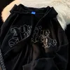 Kadın Hoodies Sweatshirts Amerikan İşlemeli Hoodie Kadın Moda Marka Çift Talif Ceket Top Vintage Baskı Tembel Peluş Ceket 230725