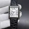Mode kvinnors automatiska klocka silverfodral 32mm vit urtavla svart läder rem lady watch