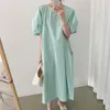 Vrouwen Blouses Clothland Vrouwen Stijlvolle Oversized Shirt Jurk Rechte Zak Korte Mouw Losse Stijl Zomer Een Stuk Vestido Midi DA105