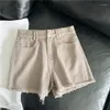 Short Femme Rétro Twill Rose Sale Denim Taille Haute Droit Été Pour Femme