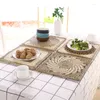 Esteiras de mesa 1 peça tapete natural feito à mão em tecido de jacinto de água jogo americano resistente ao calor em forma de retângulo com design trançado vintage talheres