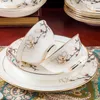 Dinnerware Sets Jingdezhen Ceramic Tableware 10 Personal Set Gold Painted Household Bowls Dishes Bone Porcelain