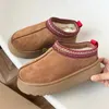 Avustralya Klasik Ultra Mini Kar Botları Tazz Süet Tasman Shearling Slaytlar Platform Terlik Kestane Tasarımcı Erkek Kadın Kış Kış Önerilen Ayak Bileği Önerileri