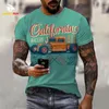 T-shirt da uomo T-shirt vintage vintage Retro Car Fashion Top 3D stampato O collo manica corta oversize Harajuku Funny Mans Streetwear