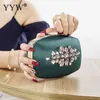 Kvällspåsar Party Wedding Clutch Women Green Vintage Box For European Style Diamonds Sling Bag axelväska 230725