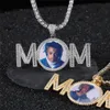 Regalo per la festa della mamma MOM Pendente personalizzato per collana Po Memory placcato oro argento con catena da tennis in corda230T