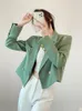 Frauen Anzüge Mäntel 2023 Frühling Herbst Elegante Casual Grün Kurzen Anzug Blazer Koreanische Mode Slim Fit Langarm Frauen Blazer