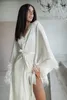 Wraps de soirée pour femmes Robes de photo en mousseline de soie blanche Kimono Enceinte Manches longues Peignoir Sheer Nightgown Prom Demoiselle d'honneur Shawel Custom Made