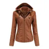 Suits Zogaa Hooded Leather Jacket Twopiece Detachable Large Size Leather Jacket Women's Pu Leather Jacket