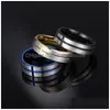 Band Ringen Rvs Groef Kruis Blauw Zwart Goud Vinger Ring Vrouwen Mannen Mode-sieraden Zal En Sandy Drop levering Dh80V