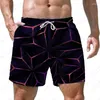 Shorts pour hommes Lignes fluorescentes d'été Personnalité imprimée en 3D Style décontracté Mode