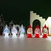 LED Christmas Tabletop Lanterns Decorative Christmas Water Lanterns with Snowman Santa Elk Figurines, Button Cell Powered Vintage Lantern Holiday Decoration