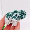 Decorative Objects Figurines Natural Moss Agate Elephant Crystal Cute Animal Healing Home Decoration Birthday Present Healthy Children Toy 1pcs 230725