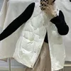 Gilets pour femmes Lagabogy 2023 automne hiver court épais blanc duvet de canard gilet manteau femmes chaud bouffant gilet Parkas femme lâche sans manches