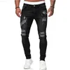 Jeans pour hommes Mode noir maigre Harajuku cardigan pantalon jeans classique coton élastique ultra-mince denim vêtements de rue pour hommes 230410 L230726