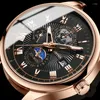 Wristwatches BINBOND Brand Men 2023 Quartz Watches Calendar Fashion Wristwatch Business Waterproof Luminous Moon Phase Clock Drop