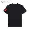 Men's T Shirts Summer Fashion Printed Horse Label And Colorful Crewneck Short Sleeve T-shirt.