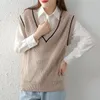 Women's Sweaters 2023 Autumn Winter Women Loose Knitted Wool Black Line Deep V-Neck Thick Vest Waistcoat Soft Sleeveless Relaxed Sweater Fe