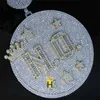 Hiphop Customized Big Size Round Shaped Word Letter Name Full Iced Out Round Plate Pendant