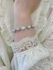 Braccialetto d'argento della gocciolina di vendita calda S925 con i diamanti del doppio anello e il braccialetto semplice di modo dell'artigianato dell'opale bianco