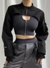 Setler Weeeepe Punk Style Süper Kırpılmış Ceket Zip Pocket Patchwork Kargo Ceketleri Kadın Kıyafetler Sokak Giyim Siyah Kat Kore Moda