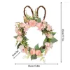 Decorative Flowers Easter Wreath Cute 17.7in Artificial Wreaths For Front Door Curl Greens With Pastel Eggs