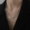 Sautoirs LOVOACC creux carré OT fermoir Patchwork collier pour femmes filles couleur argent titane acier chaîne Jewelry188y