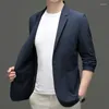 Men's Suits Lightweight Small Suit Men Spring And Summer Casual Ice Silk Single Jacket Stretch Non-Ironing Korean Style