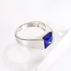 Pierścienie klastra Solid S925 Sterling Silver Natural Sapphire Pierścień Kamień dla kobiet drobne obrączki