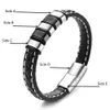 Armband anpassade namn armband för män personliga armband smycken kaffe svarta läder armband magnet knapp fäder dag familje gåvor