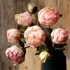 Decorative Flowers Silk Burnt Peony Bundle Artificial Flower For Wedding And Home Decoration Accessories