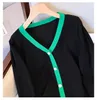 Women's Knits Tees Wool Women Sweater Singlebreasted long sleeves Cardigan Striped color Female Casual Knitted clothing 4XL 230725