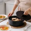 Tigelas 2 tamanhos para uso doméstico panela de sopa de grande capacidade tigela de macarrão instantâneo utensílios de mesa de arroz cerâmica com tampa LE261