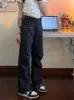 Women's Jeans HOUZHOU Vintage 90s Streetwear Black Women Y2K Reto Oversize Cargo Pants Harajuku Zipper Straight Denim Trousers Female