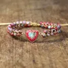 Braccialetto Imperial Stone Heart Shape Charm Bracciali Donna Bohemia Yoga String Bracciale intrecciato Amante Bracciale avvolgente Femme Gioielli fatti a mano 230726