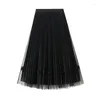 Jupes noir perles Patchwork Tulle fée jupe printemps été taille haute plissée pour les femmes 2023 mode coréenne tendance