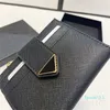 Luxury pouches fashion designer men wallet internal pocket black white multicolor simple casual metal triangle buckle western style mini wallet woman