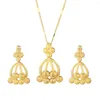 Necklace Earrings Set Trendy Dubai Jewelry For Women Gold Color Ethiopian Pendant Necklaces Arab African Wedding Jewellery