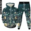 Herrspårar Vintage Paisley Grapic Flower Florial Printed Men Harajuku Kläder Tracksuit Sweatpants Hoodies 2 Pieces Homme Costume