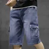 Men's Fashion Baggy Cargo Jean Mens Mult Pockets Boardshorts Denim Overall Breeches Loose Shorts Jeans For Men 230316 L230726